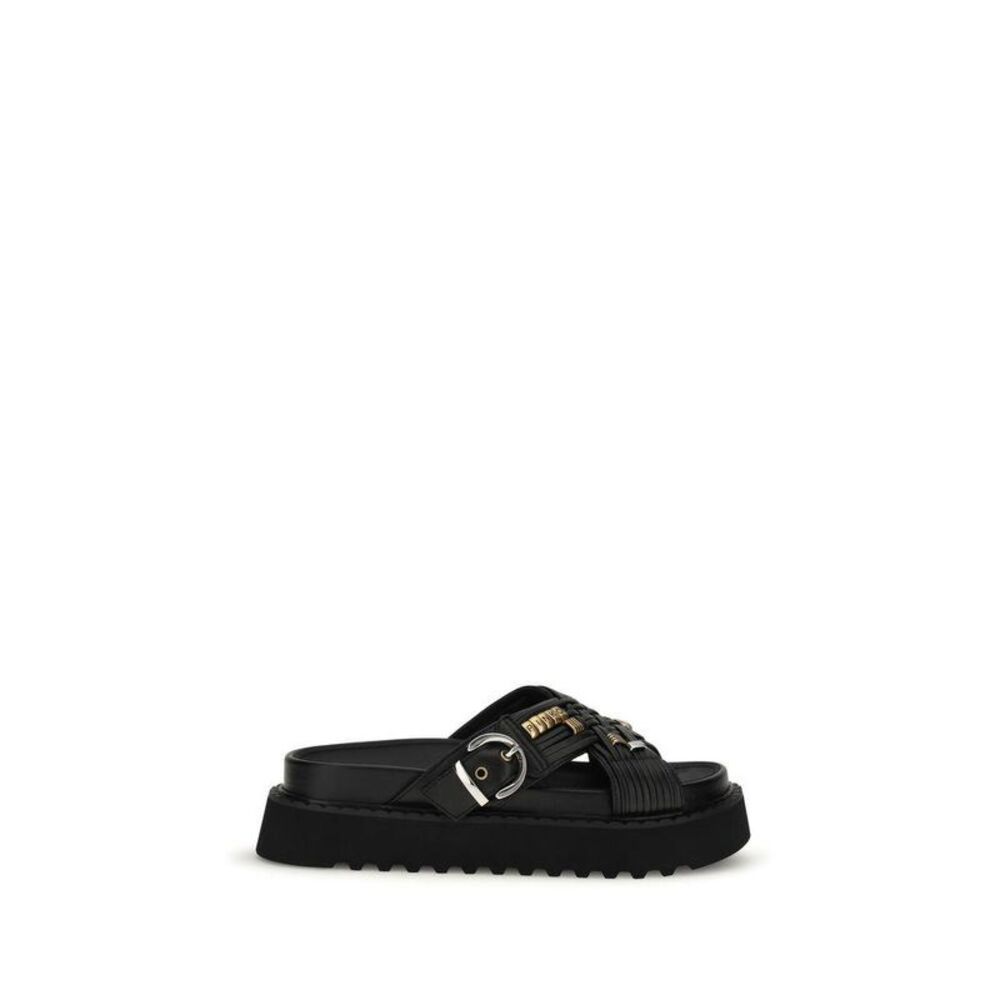 PINKO Goatskin Platform Sandals Women Black